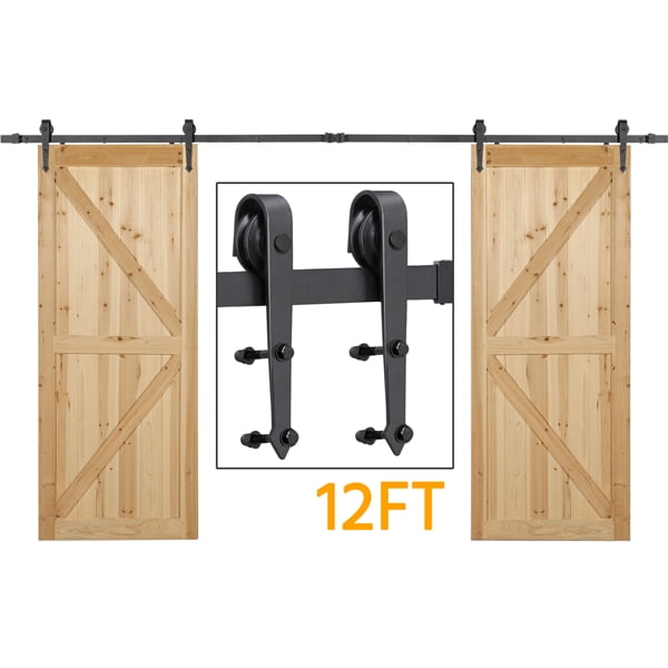 4-12FT Sliding Barn Door Hardware Track Kit for Single/ Double Door Heavy Duty 4-12FT Sliding Barn Door Hardware Track Kit for Single/ Double Door Heavy Duty